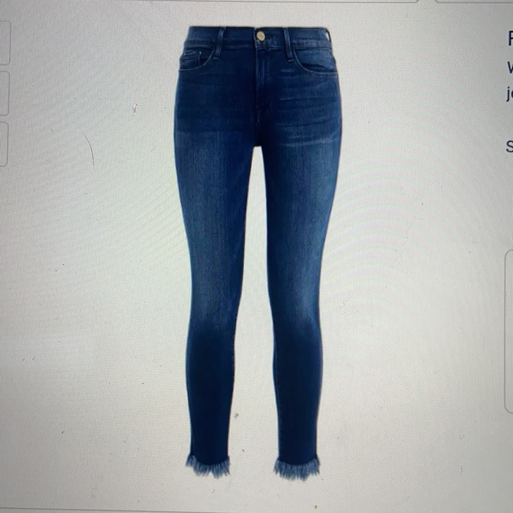 Frame le skinny de Jeanne frayed angle crop jeans